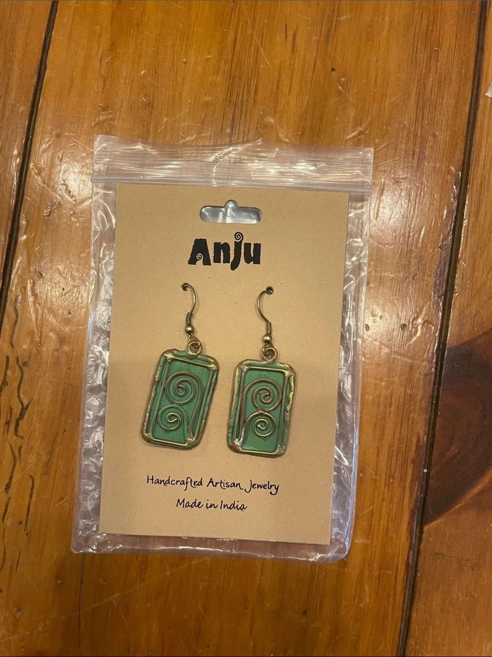 Anju Green Spiral Drop Earrings — Artisan Handcrafted Style